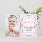 Baptism - Hartelijk dank - Kaart met foto | Girl B (Staand voorkant)