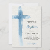 Baptism invitation card featuring blue cross kaart (Voorkant)