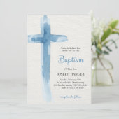 Baptism invitation card featuring blue cross kaart (Staand voorkant)