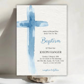 Baptism invitation card featuring blue cross kaart