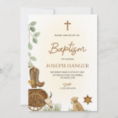 Baptism invitation card with a rustic theme kaart (Voorkant)