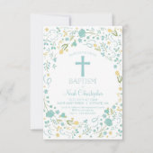 Baptism Invitation, Christening Invite, Boy, Cross Kaart (Voorkant)