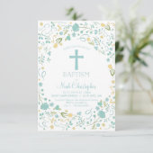 Baptism Invitation, Christening Invite, Boy, Cross Kaart (Staand voorkant)