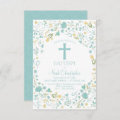 Baptism Invitation, Christening Invite, Boy, Cross Kaart (Voorkant / Achterkant)
