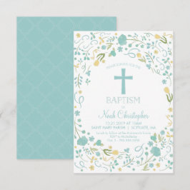 Baptism Invitation, Christening Invite, Boy, Cross Kaart
