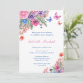 Baptism Invitation, Floral Baptism, Boho Invite Kaart (Staand voorkant)