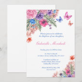 Baptism Invitation, Floral Baptism, Boho Invite Kaart (Voorkant / Achterkant)