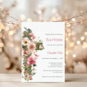 Baptism Invitation Floral Cross Watercolor