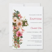 Baptism Invitation Floral Cross Watercolor (Voorkant)