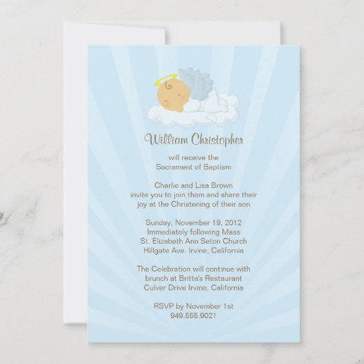 Baptism Invitation for Boy Kaart (Voorkant)