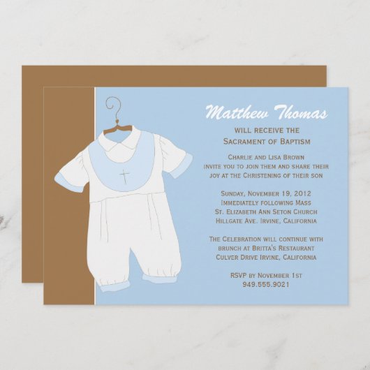 Baptism Invitation for Boy Kaart (Voorkant / Achterkant)