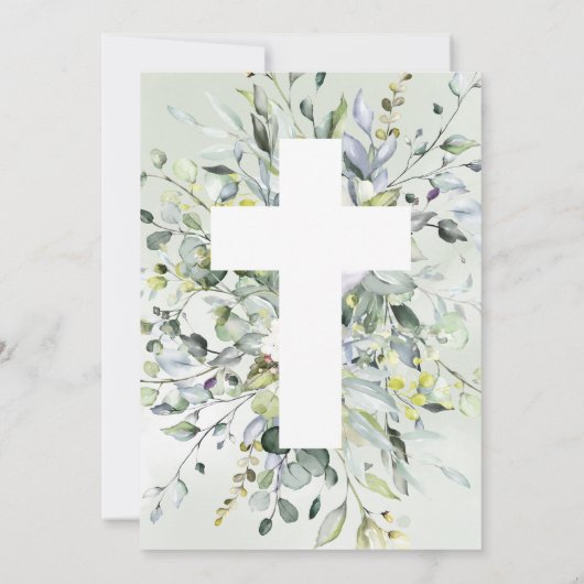 Baptism Invitation Greenery Kaart (Achterkant)