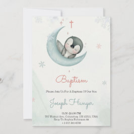 Baptism invitation in cute animal pastel theme kaart