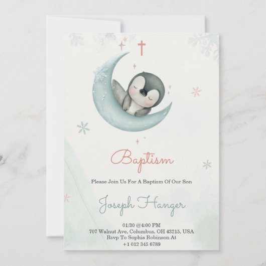 Baptism invitation in cute animal pastel theme kaart (Voorkant)