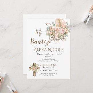 Baptism Invitation in Spanish Boho Kaart