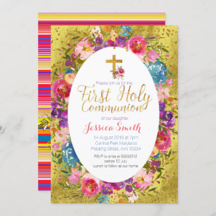 Baptism Invitation Mexican Fiesta Gold Kaart