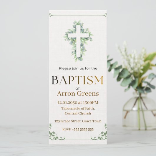 Baptism Invitation | Simple and Elegant Christian  Kaart (Staand voorkant)