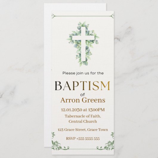 Baptism Invitation | Simple and Elegant Christian  Kaart (Voorkant / Achterkant)