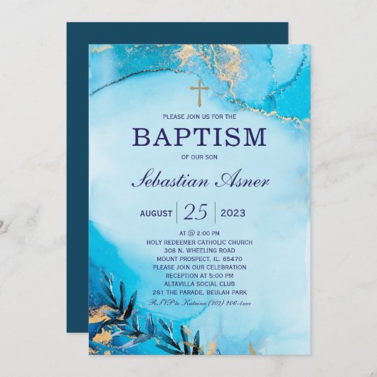 Baptism Invitation Sjabloon Kaart (Voorkant / Achterkant)