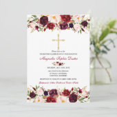 Baptism Invitation Waterverf Floral Baptism Card Kaart (Staand voorkant)