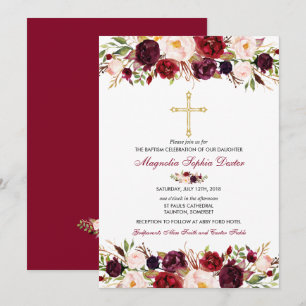 Baptism Invitation Waterverf Floral Baptism Card Kaart
