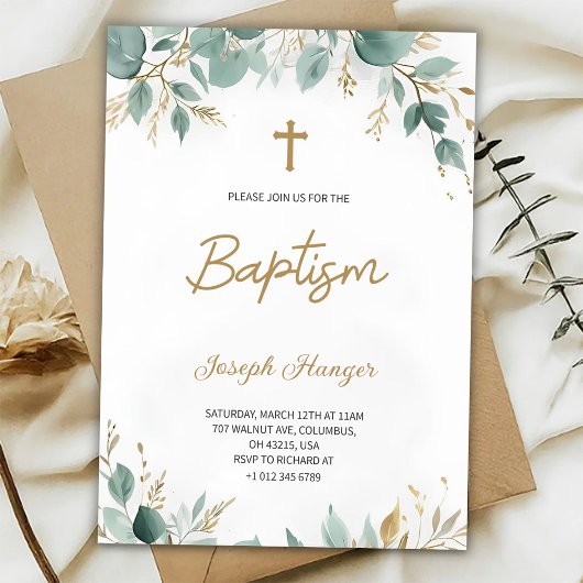 baptism invitation with elegant floral kaart