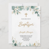 baptism invitation with elegant floral kaart (Voorkant)
