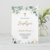 baptism invitation with elegant floral kaart (Staand voorkant)