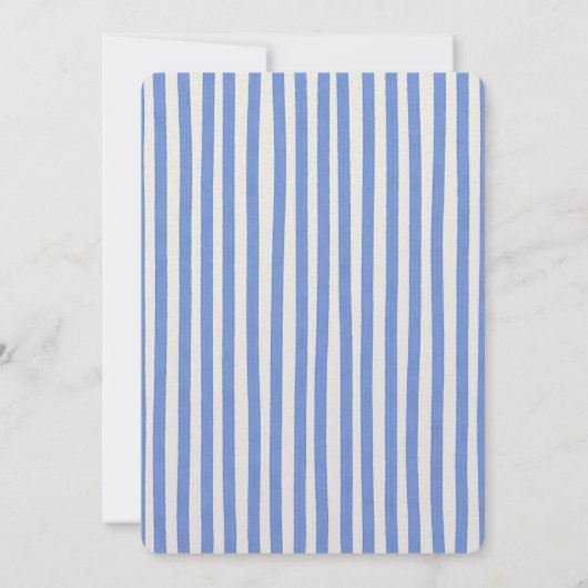 Baptism invitation with fancy blue pinstripes kaart (Achterkant)