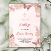 Baptism invitation with floral design kaart