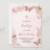Baptism invitation with floral design kaart (Voorkant)