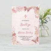 Baptism invitation with floral design kaart (Staand voorkant)