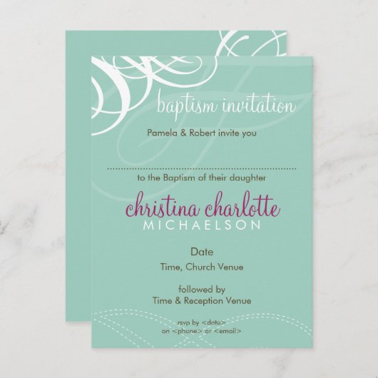 BAPTISM INVITE:: designer vogue 2 Uitnodiging Briefkaart (Voorkant / Achterkant)