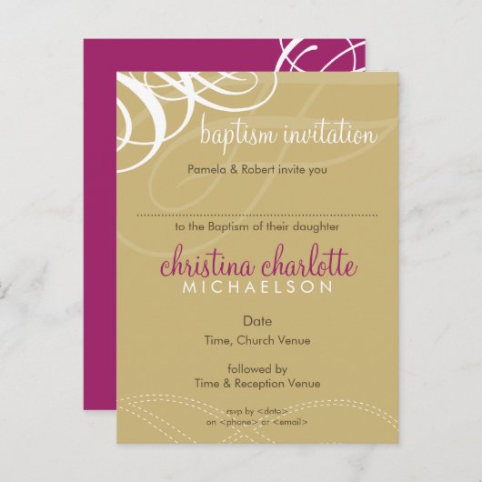 BAPTISM INVITE:: designer vogue 5 Uitnodiging Briefkaart (Voorkant / Achterkant)