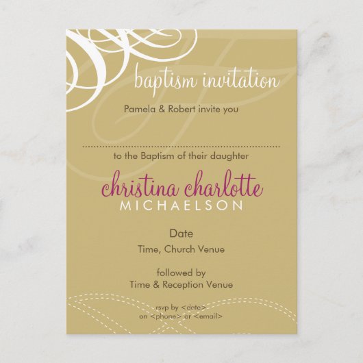 BAPTISM INVITE:: designer vogue 5 Uitnodiging Briefkaart (Voorkant)