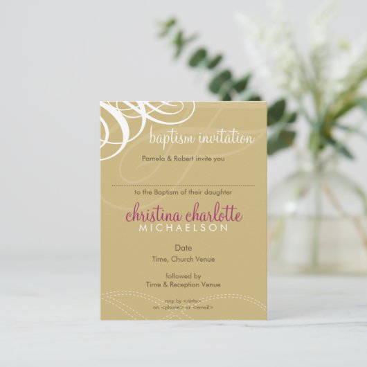 BAPTISM INVITE:: designer vogue 5 Uitnodiging Briefkaart (Staand voorkant)