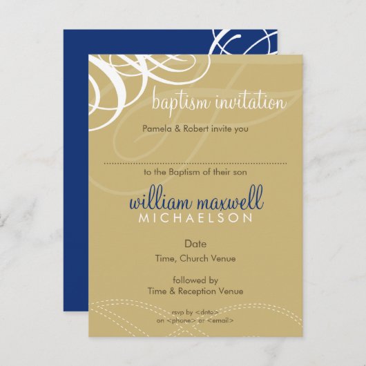 BAPTISM INVITE :: designer Vogue 7 Uitnodiging Briefkaart (Voorkant / Achterkant)