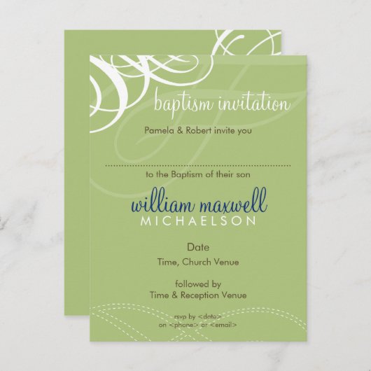 BAPTISM INVITE:: designer vogue 8 Uitnodiging Briefkaart (Voorkant / Achterkant)