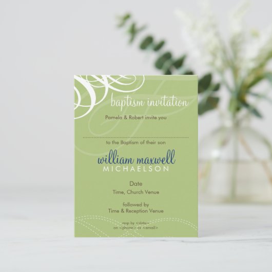 BAPTISM INVITE:: designer vogue 8 Uitnodiging Briefkaart (Staand voorkant)