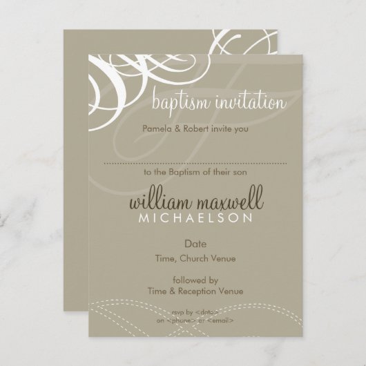 BAPTISM INVITE:: designer vogue 9 Uitnodiging Briefkaart (Voorkant / Achterkant)