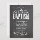 BAPTISM INVITE elegante bloeiende krijtbord grijs Kaart (Voorkant)