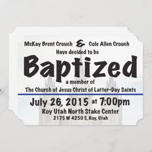 Baptism Invite Kaart (Voorkant / Achterkant)