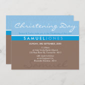 BAPTISM INVITE moderne eenvoudige groovy blauwe mo Kaart (Voorkant / Achterkant)