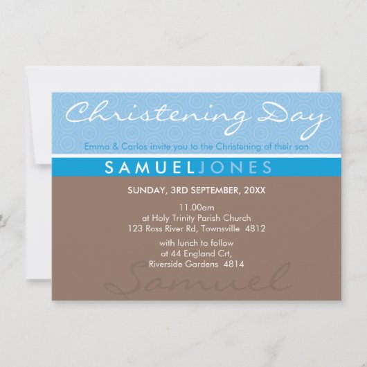 BAPTISM INVITE moderne eenvoudige groovy blauwe mo Kaart (Voorkant)