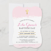 BAPTISM INVITE schattige moderne kruisstreekroze Kaart (Voorkant)