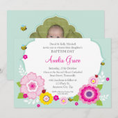 BAPTISM INVITES:: tuin thema 2 Kaart (Voorkant / Achterkant)