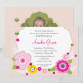 BAPTISM INVITES:: tuin thema 3 Kaart (Voorkant / Achterkant)