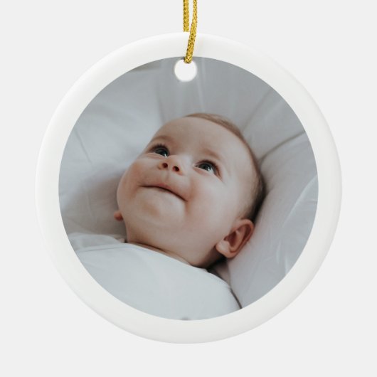 Baptism Keepsake Round Photo  Keramisch Ornament (Voorkant)