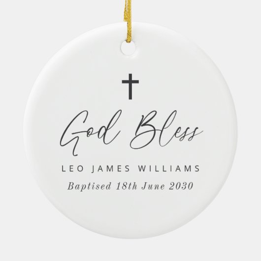 Baptism Keepsake Round Photo  Keramisch Ornament (Achterkant)