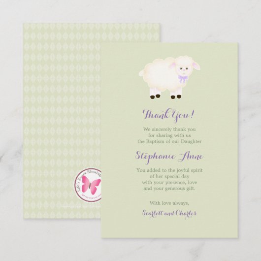 Baptism Lamb Kaart (Voorkant / Achterkant)